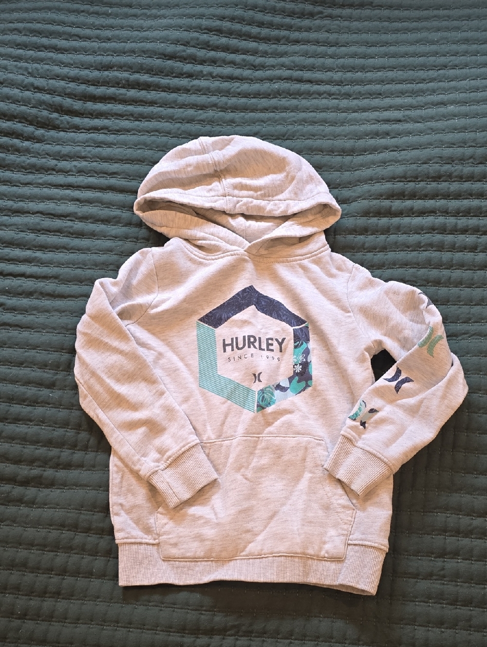 Hurley Light Gray Hoodie with Black Logo Tag